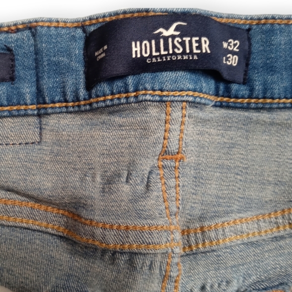 HOLLISTER MEN'S RIPPED LIGHT WASH BLUE  STRETCH SKINNY JEANS.SIZE W32 /L30 - Picture 3 of 15